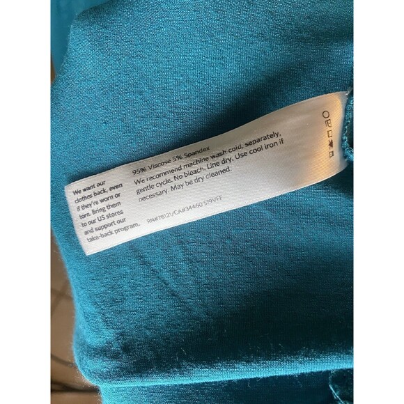 Eileen‎ Fisher Women's Size Small Teal Jersey Shirt Short Sleeve Dress - Picture 4 of 6